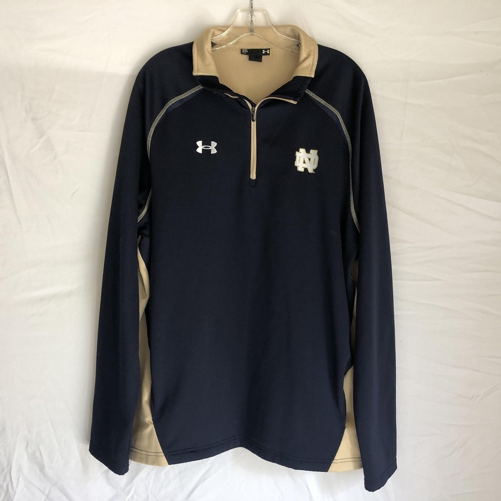 Notre Dame Fighting Irish Shirt Mens 3XL Blue NCAA Football Under Armour 1/4 Zip